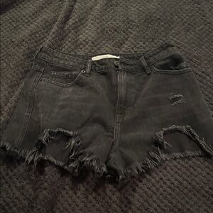Black Distressed Denim Shorts